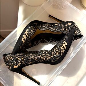 INC Black Lace Spicy Heels